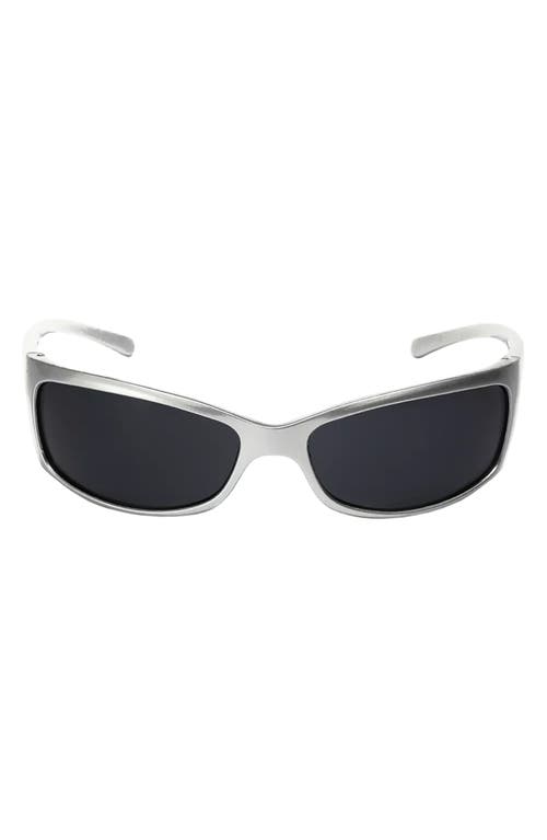 Fifth & Ninth Rocket 67mm Polarized Wraparound Sunglasses In Silver/black