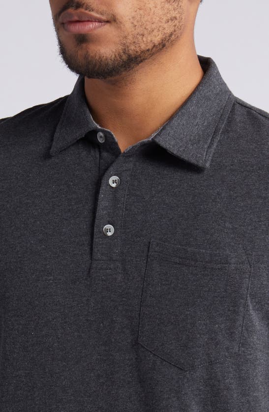 Shop Free Fly Heritage Cotton Blend Polo In Heather Black