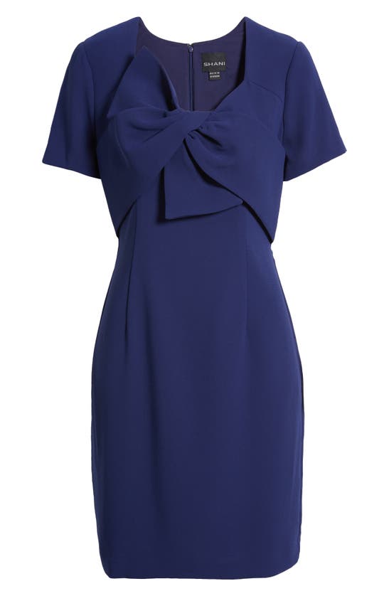 Shop Shani Bow Detail Sheath Dress In Blue
