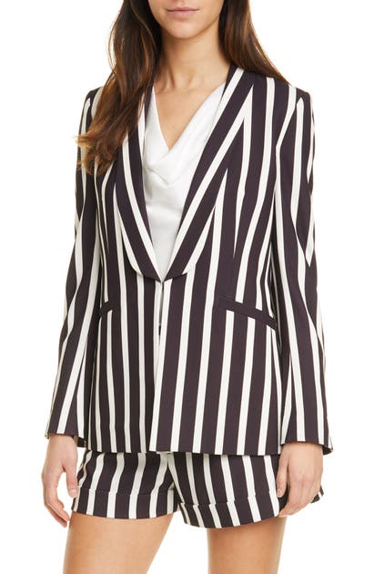 ALICE AND OLIVIA SKYE STRIPE STRONG SHOULDER BLAZER,CC002P60208