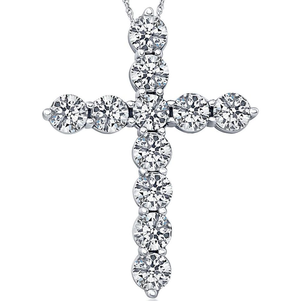 Bliss Diamond 3 Ct Diamond Cross Pendant 14k White Gold Necklace Lab Grown In 14k White Gold