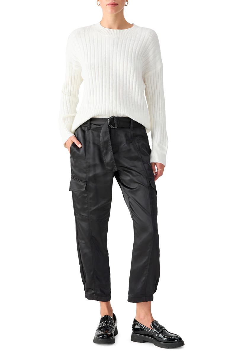 Sanctuary Belted Satin Cargo Pants, Alternate, color,