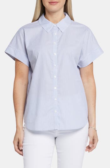 NYDJ Maya Stripe Short Sleeve Button-Up Shirt | Nordstrom