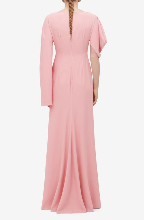 Shop Alexander Mcqueen Asymmetric Sleeve Gown In Cherry Blossom Pink