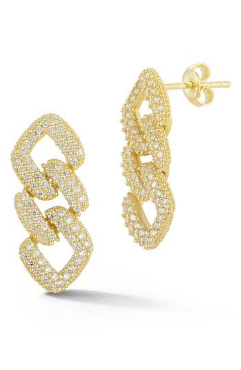 Glaze Jewelry Cz Pavé Link Drop Earrings In Gold