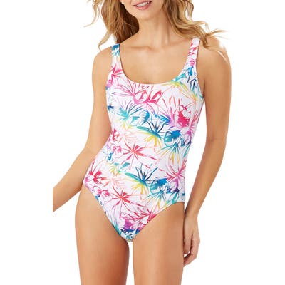 Tommy Bahama Rainbow Fronds Reversible One-Piece Swimsuit, Coral