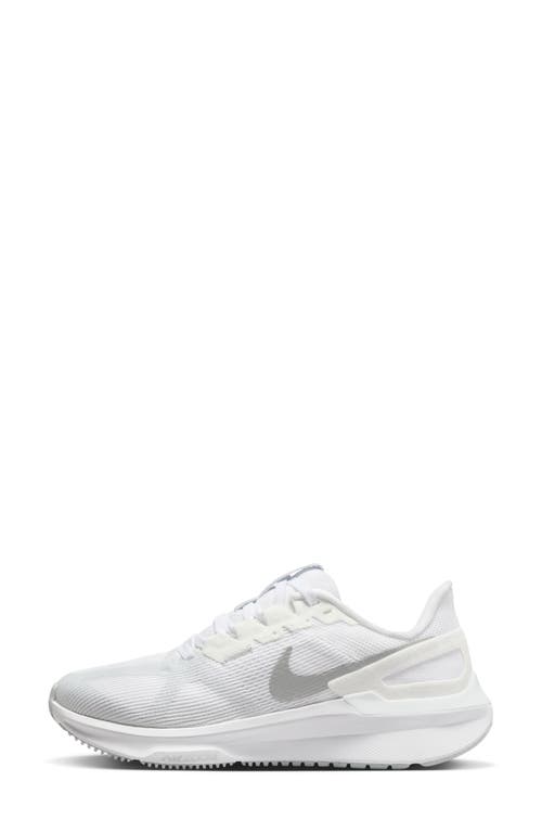 Shop Nike Air Zoom Structure 25 Road Running Shoe In White/platinum/silver