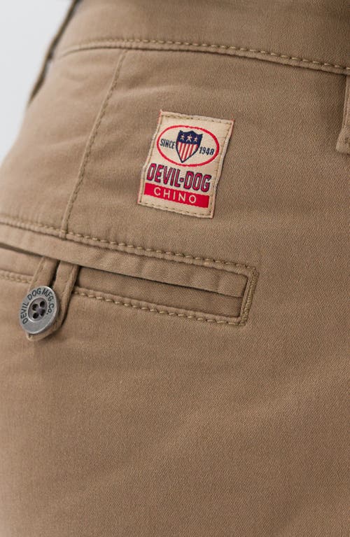 Shop Devil-dog Dungarees 9-inch Performance Stretch Chino Shorts In Dark Beige/khaki