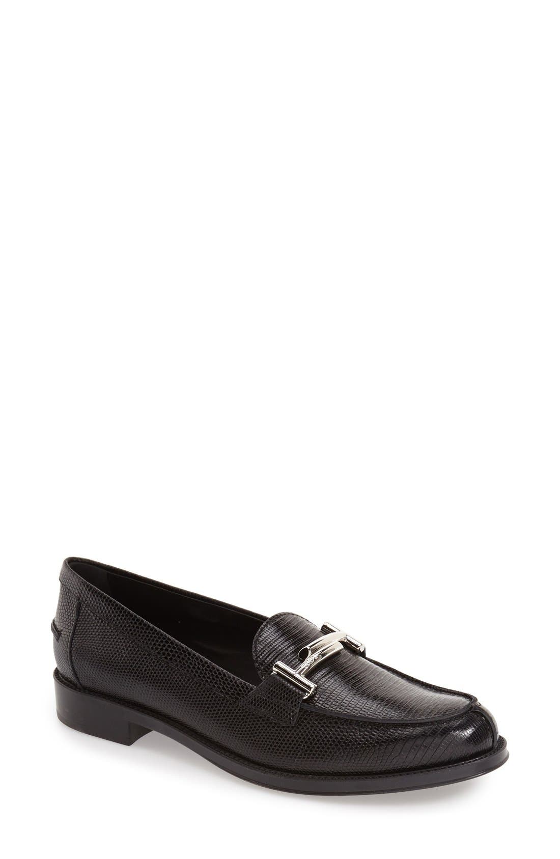 tod's double t leather loafers