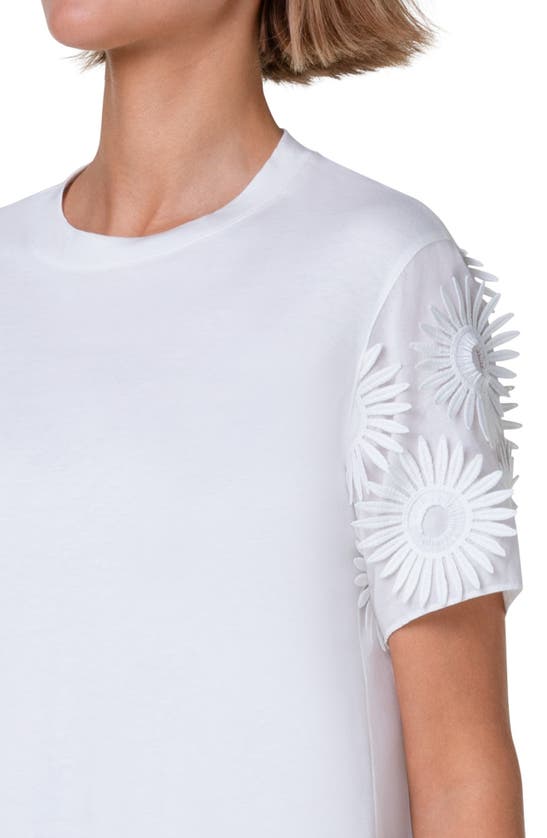 Shop Akris Punto Hello Sunshine Embroidered Floral Appliqué Cotton T-shirt In White