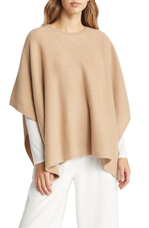 Vince Boiled Cashmere Knit Poncho in Camel