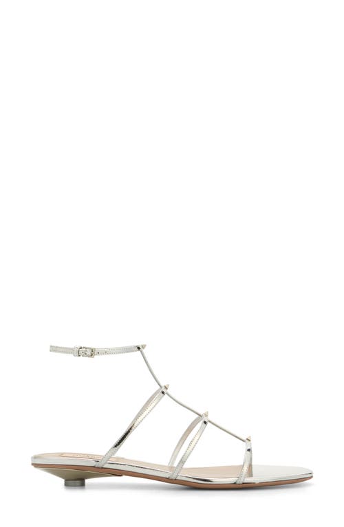 Shop Valentino Garavani Rockstud Wispy T-strap Sandal In Silver