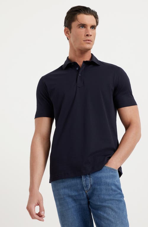 Shop Brunello Cucinelli Basic Fit Polo Shirt In Navy Blue