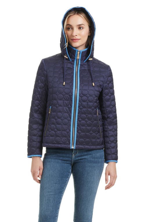 Shop Kate Spade New York Water Resistant Hooded Quilted Jacket In Midnight Navy