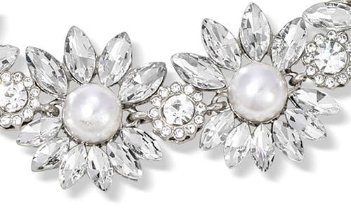 Eye Candy Los Angeles Allegra Imitation Pearl & Crystal Choker Necklace In Silver