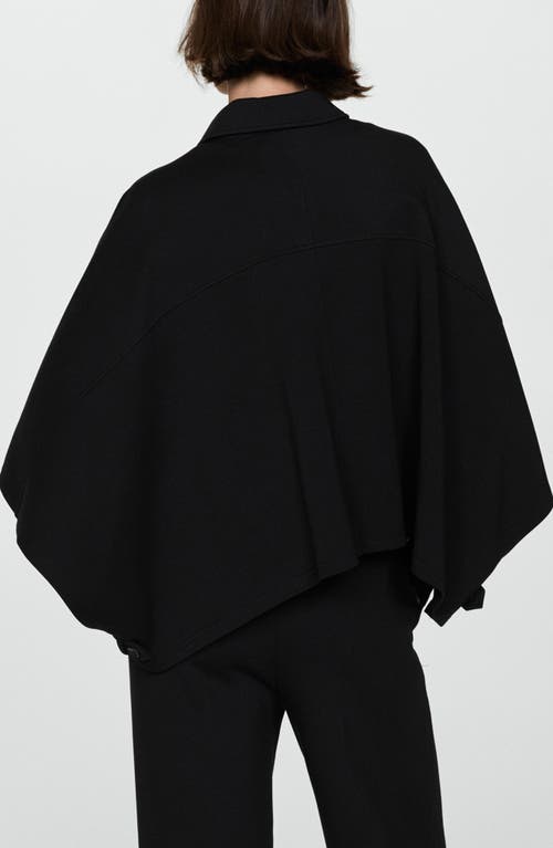 Mango Button Front Cape Jacket In Black