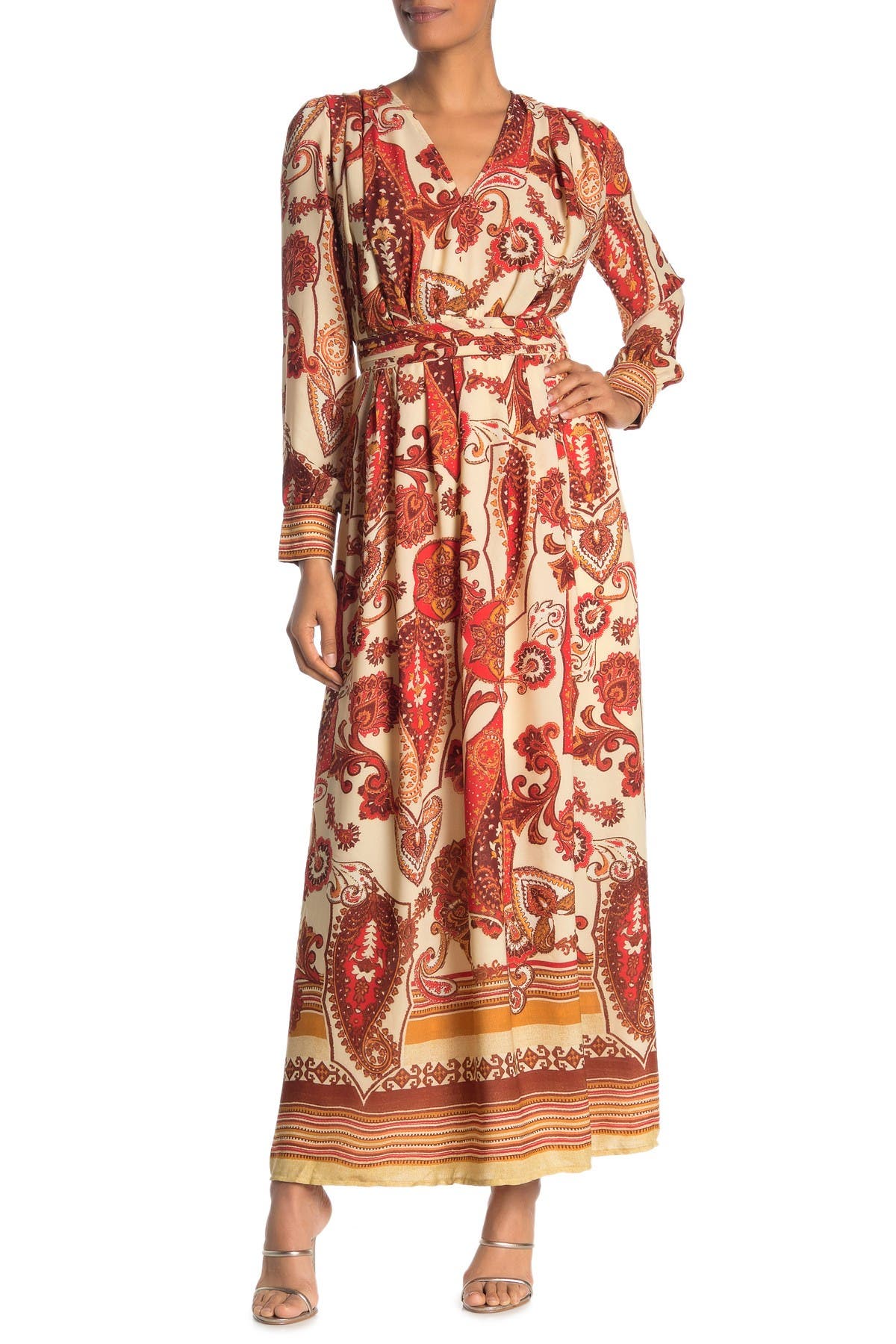 paisley maxi dress with sleeves