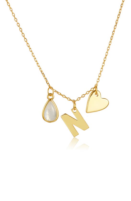 Adornia 14k Yellow Gold Vermeil Moonstone Initial Necklace In Gold-n
