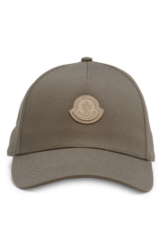 Shop Moncler Logo Patch Cotton Baseball Cap In Dark Green