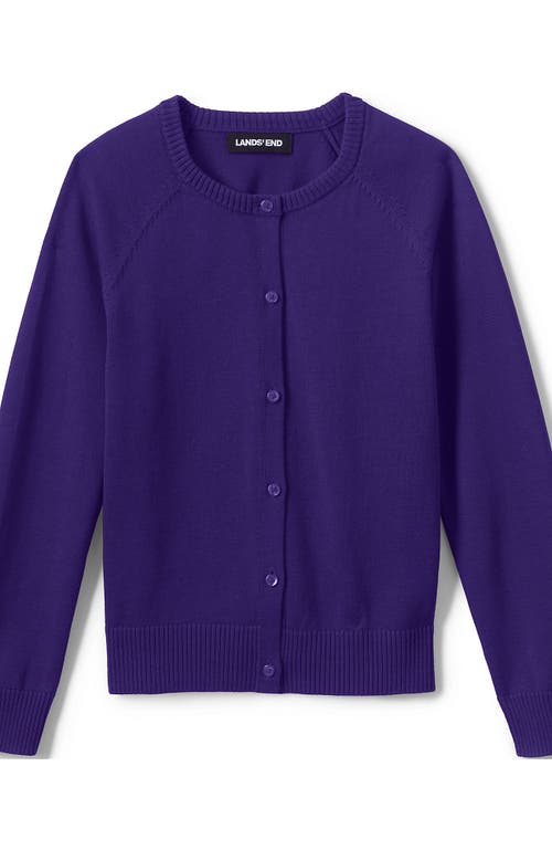 Shop Lands' End School Uniform Girls Cotton Modal Cardigan Sweater In Deep Purple