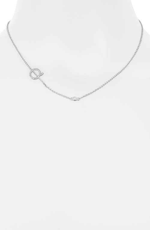 Meshmerise Bezel Diamond Initial Chain Necklace In White-q