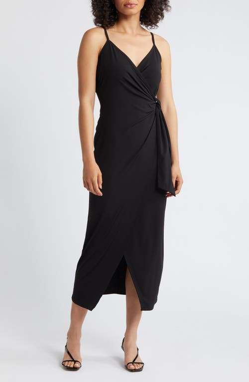 Shop Sam Edelman Jersey Faux Wrap Midi Dress In Black