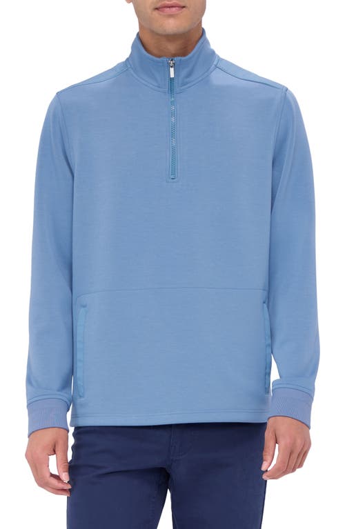 Bugatchi Quarter Zip Performance Pullover In Cobalt