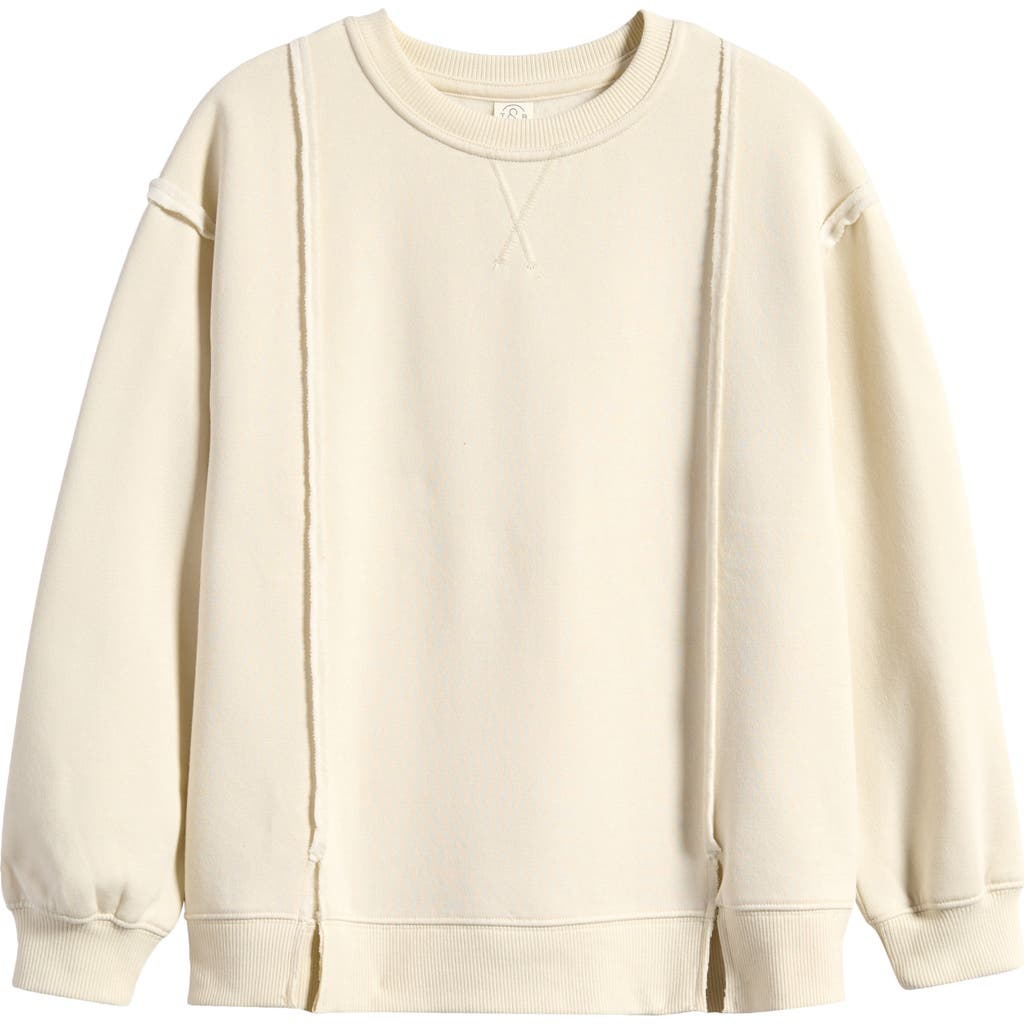 Treasure & Bond Kids' Split Hem Sweatshirt in Ivory Dove