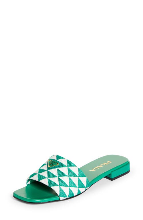 Shop Prada Logo Slide Sandal In Mango/bianco