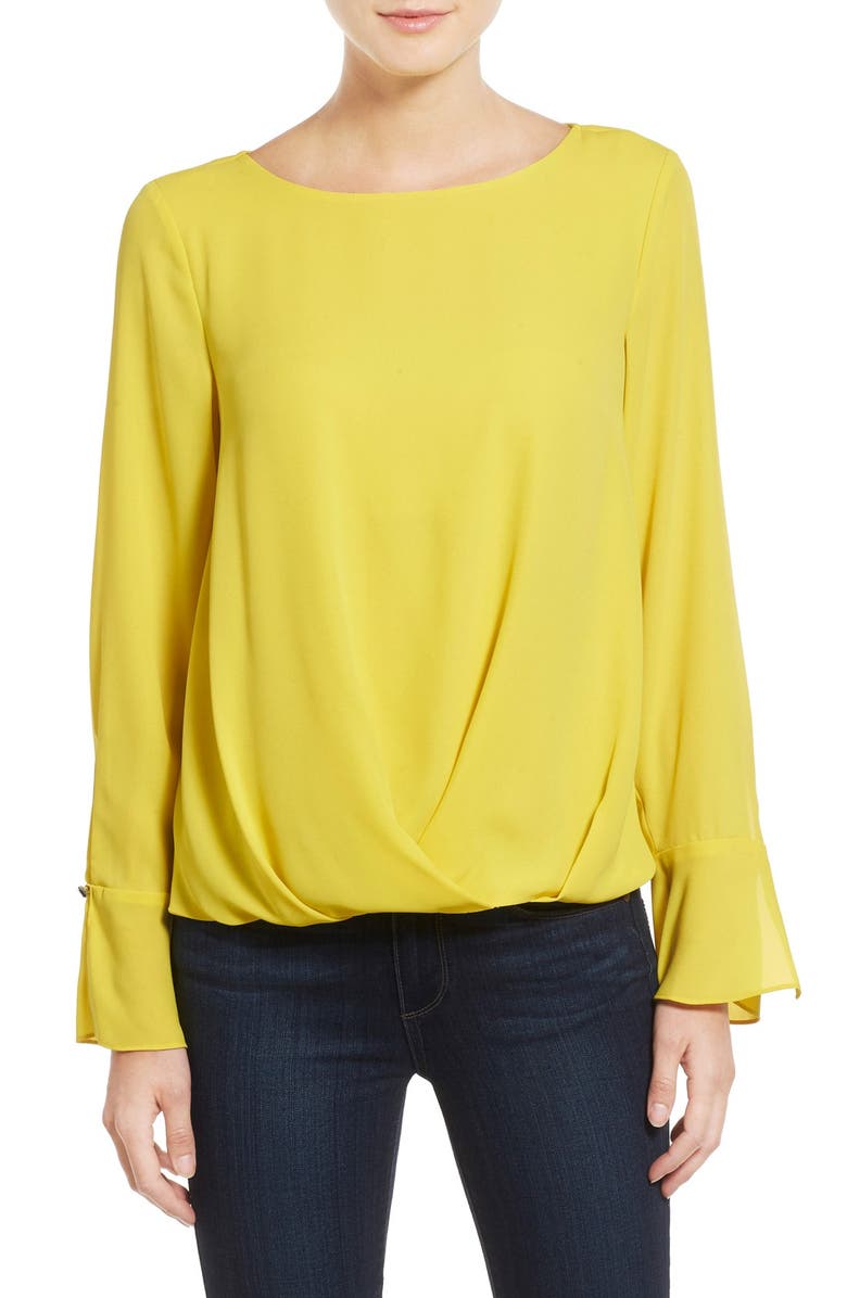 Vince Camuto Flutter Cuff Pleat Front Blouse | Nordstrom