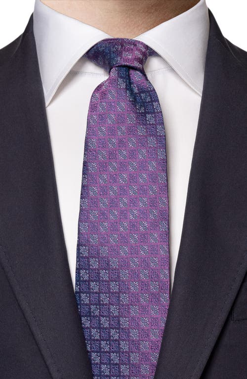 Shop Eton Floral Medallion Silk Tie In Dark Purple