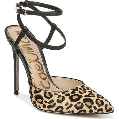 Sam Edelman Deana Genuine Calf Hair Ankle Strap Pump- Brown