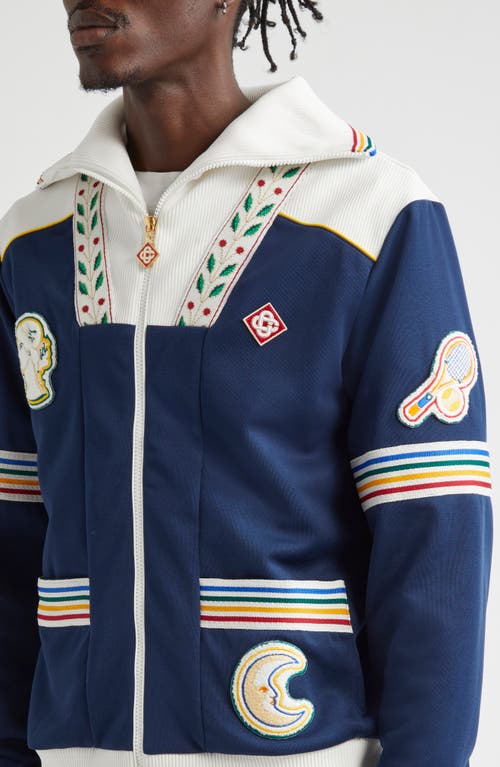 Shop Casablanca Varsity Track Jacket In Navy