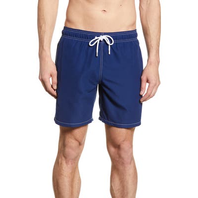 Bugatchi Solid Swim Trunks, Blue