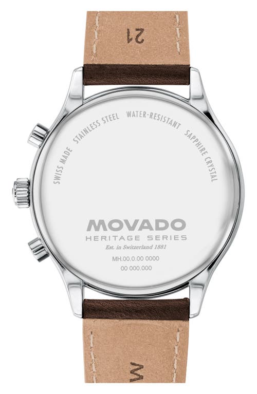 Shop Movado Calendoplan Chronograph Leather Strap Watch, 43mm In White