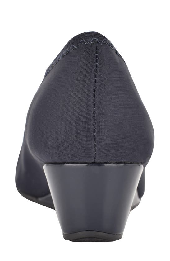 Shop Bandolino Wedge Pump In Navy Blue Fabric