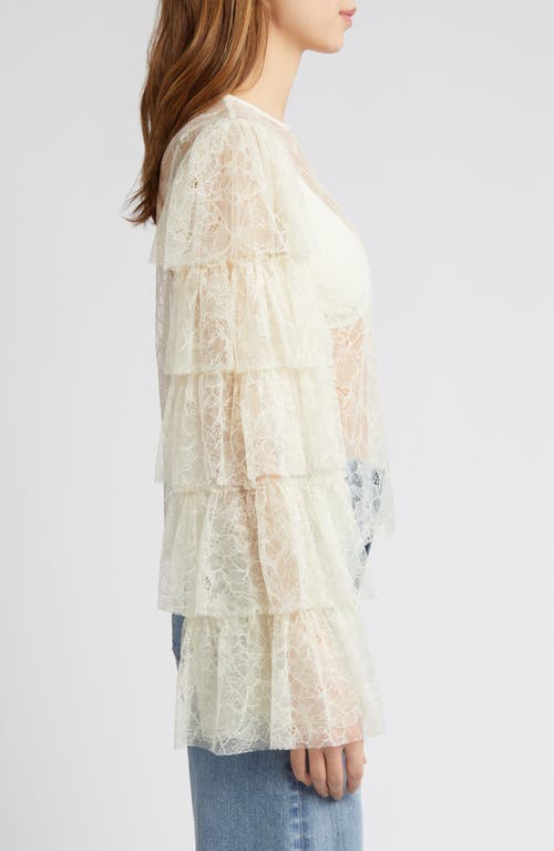 Frame Ruffle Sleeve Lace Top In Cream