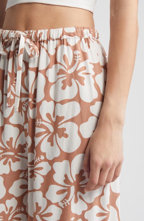 Rip Curl Hibiscus Heat Wide Leg Drawstring Pants In Brown