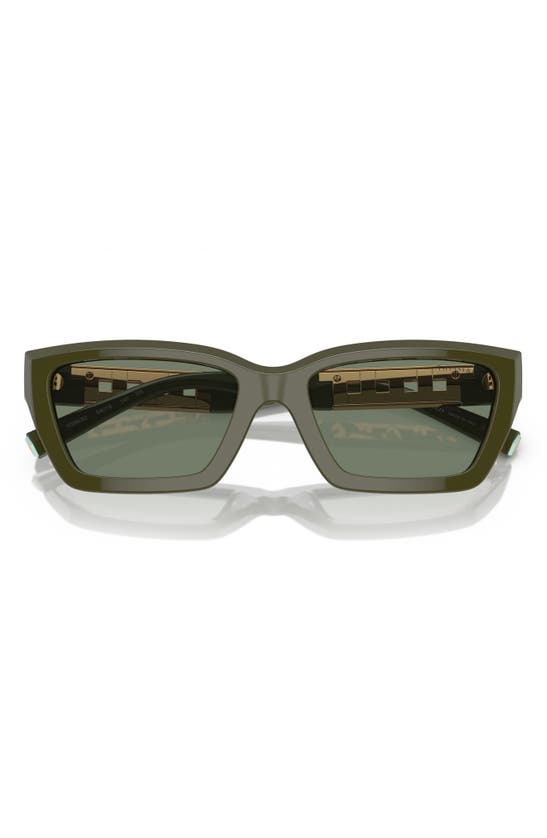 Shop Tiffany & Co 54mm Rectangular Sunglasses In Green