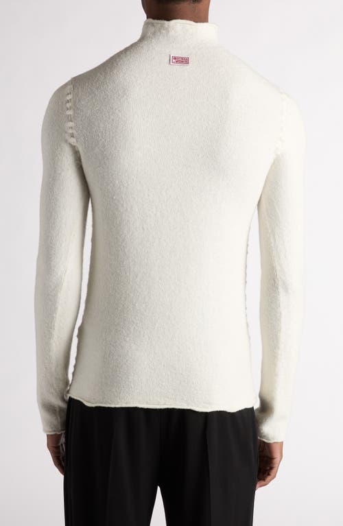 Bottega Veneta Mock Neck Distorted Knit Wool Henley Sweater In 9071 Chalk
