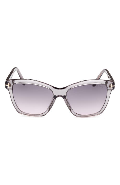 TOM FORD Lucia 54mm Gradient Square Sunglasses in Shiny Grey Black /Smoke at Nordstrom