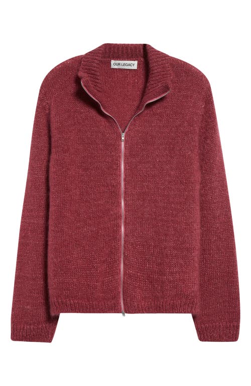 Shop Our Legacy Float Superkid Mohair & Silk Zip Cardigan In Uncut Ruby Softest Mohair Silk