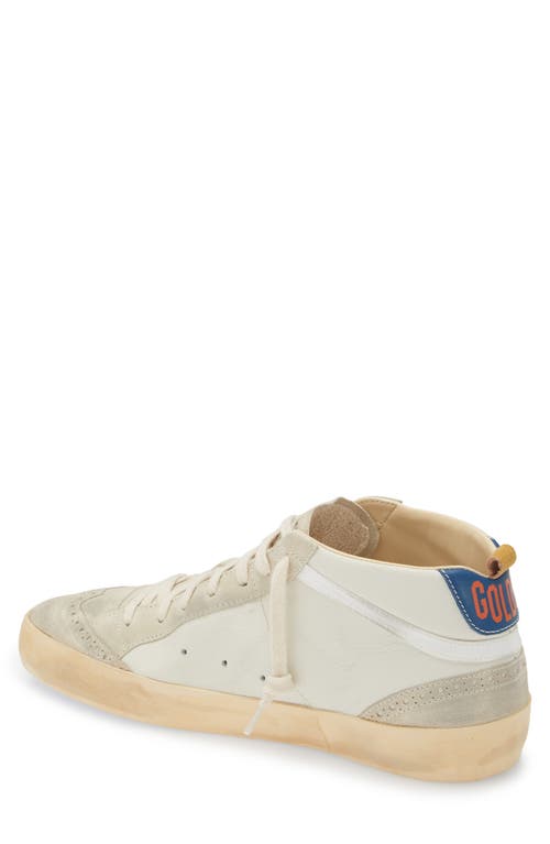 Golden Goose Mid Star 2 Leather Sneaker In Optic White/ivory/ocean Blue
