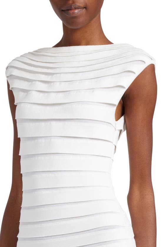 Shop Alaïa Tube Layered Stripe Dress In Blanc