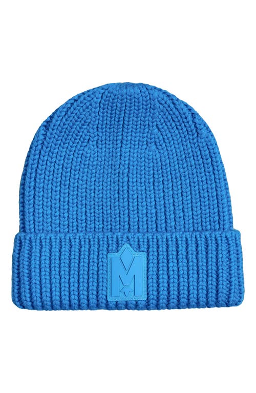 Mackage Kids' Jude Cuff Recycled Wool Blend Rib Beanie In Sapphire