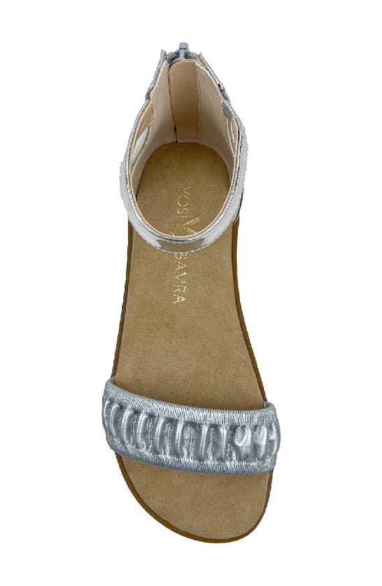 Shop Yosi Samra Kids' Miss Cambelle Ankle Strap Sandal In Silver Ruffle