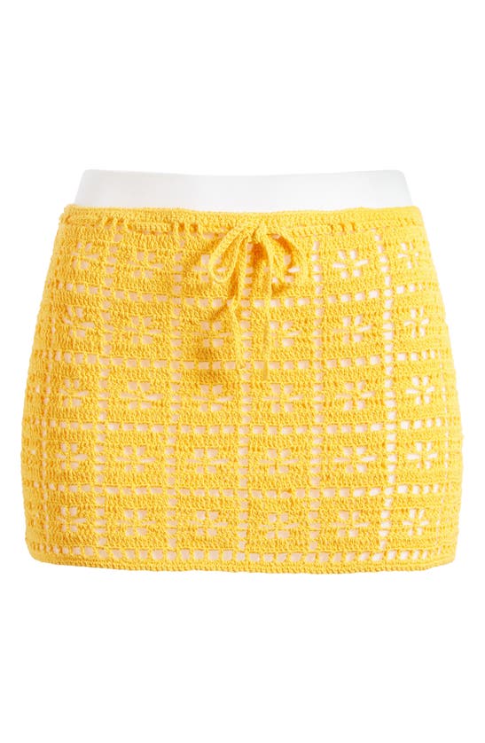 Shop Memorial Day Kembang Crochet Miniskirt In Yellow