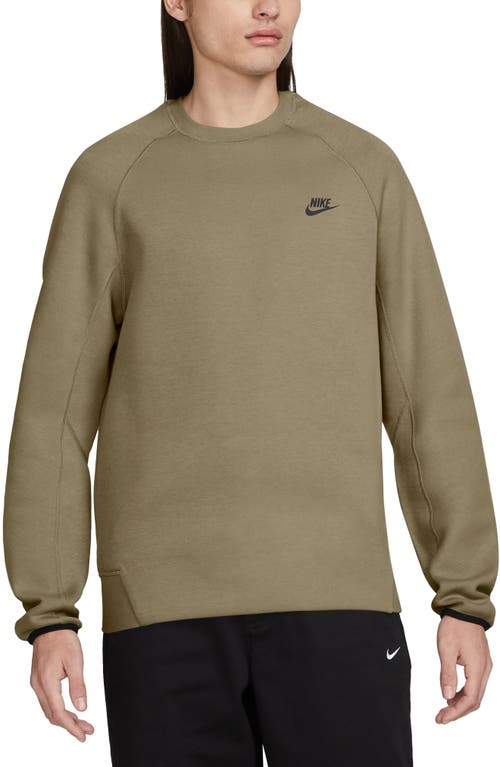 Shop Nike Tech Fleece Crewneck Sweatshirt In Neutral Olive/black