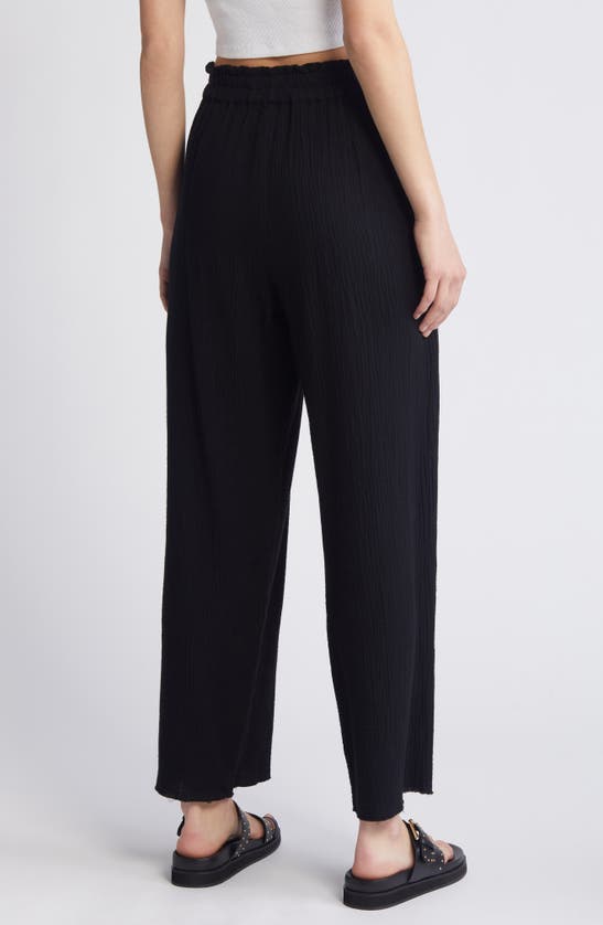 Shop Rails Leon Crinkled Organic Cotton Crop Pants In Black Gauze