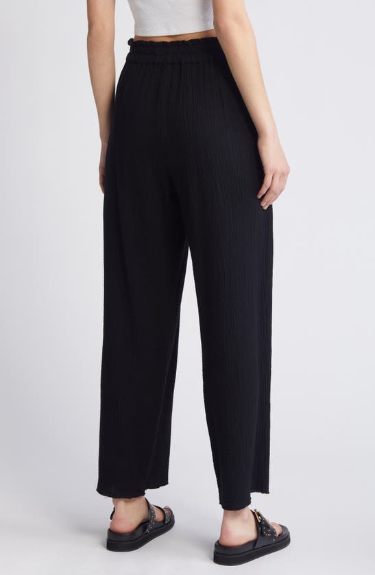 Rails Leon Crinkled Organic Cotton Crop Pants In Black Gauze
